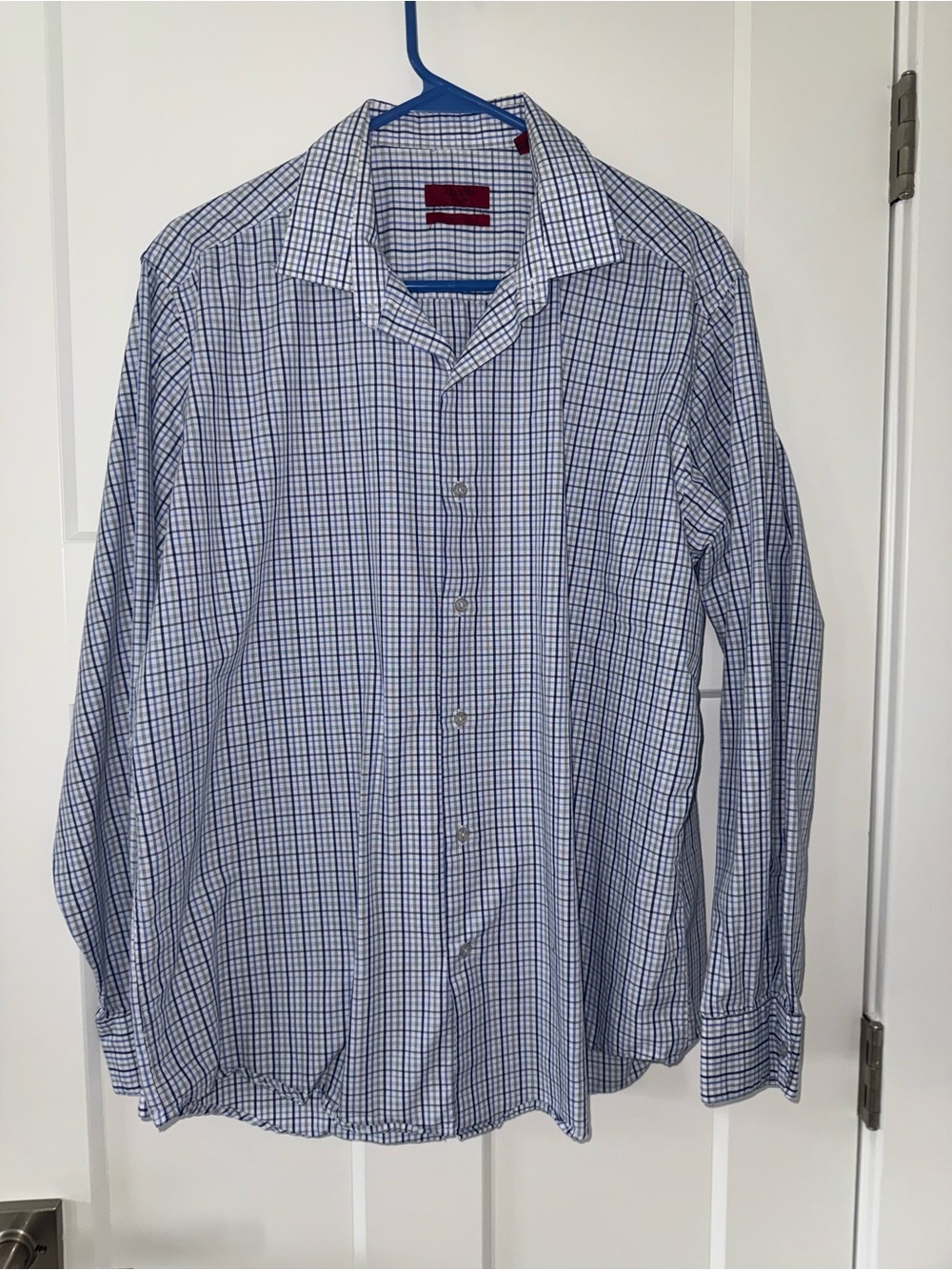 Alfani Men's Blue & White Plaid Button-Down Shirt